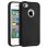 Avizar Funda Protectora de Silicona Negra Efecto Metalizado para iPhone 4 / iPhone 4S