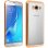 Avizar Funda Protectora de Silicona Transparente con Bordes Dorados para Samsung Galaxy J5 2016
