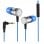 Ecouteurs Klim Fusion filaires intra-auriculaires avec mousse à mémoire, micro et isolation sonore, bleu