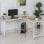 HomCom Mesa Esquinera de Oficina 150x150x76cm Madera/Blanca