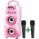 Altoparlante Bluetooth Dynasonic Karaoke 025 con Karaoke e 2 microfoni Rosa brillante