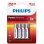 Philips Power Alkaline Pilas Alcalinas AAA LR03 1.5V Pack 4 Unidades