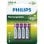 Philips R03B4A95/10 Pilas Recargables 950mAh AAA HR03 4 Unidades