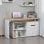 HomCom Mesa Giratoria con Armario y Cajones 140x117x76cm Blanco/Madera
