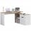 HomCom Mesa Giratoria con Armario y Cajones 140x117x76cm Blanco/Madera