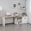 HomCom Mesa Giratoria con Armario y Cajones 140x117x76cm Blanco/Madera