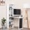 HomCom Escritorio Plegable con Estantería 98x51x153cm Blanco