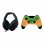 Gamepad Gioteck WX-4 Wireless Retro Cubes per Switch PC + TX-50 Cuffie Nero Arancione