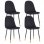 Thinia Home Lonche Pack 4 Sillas de Comedor Terciopelo Negro