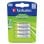 Verbatim Pack 4 Pilas Recargables 1000mAh AAA LR3