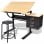 Bureau inclinable VidaXL avec planche à dessin et tabouret