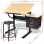 Bureau inclinable VidaXL avec planche à dessin et tabouret