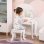 Homcom Tocador Infantil de Madera con Taburete Espejo y Cajón Rosa