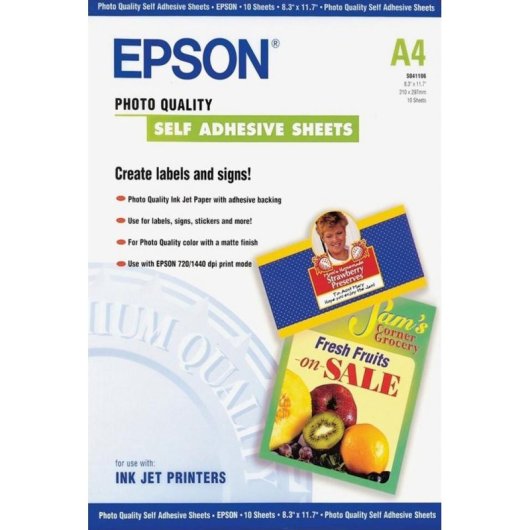 Papel Autoadhesivo Especial A4 Epson 10 Unidades