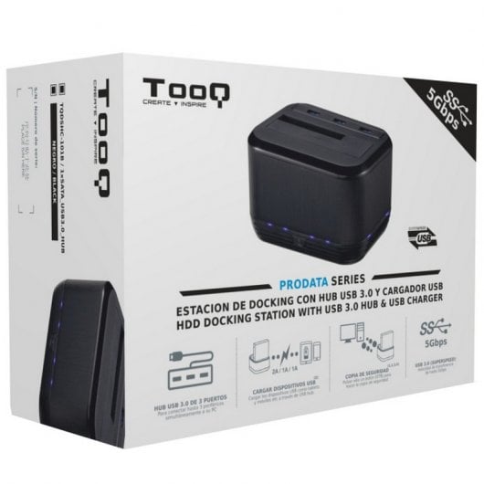TooQ TQDSHC-101B HDD Docking Station con Hub USB 3.0 Negra