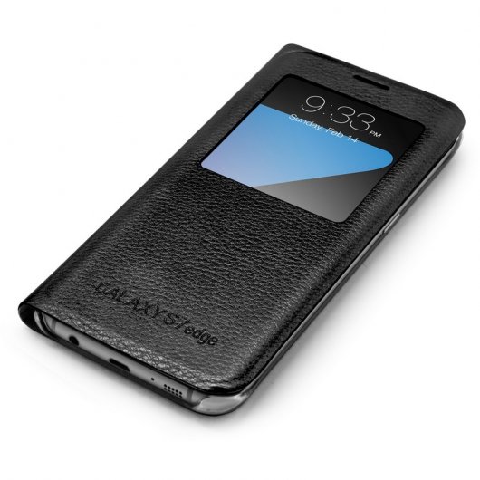 Unotec Funda Flip-S Negra para Galaxy S7 Edge