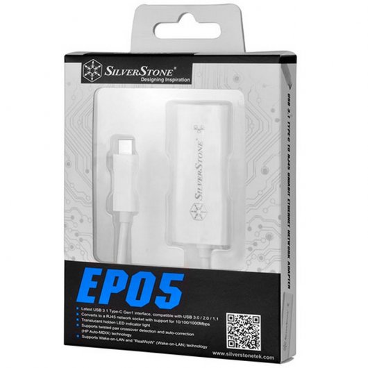 Silverstone EP05W Cable USB 3.1 Tipo-C a RJ45 1m