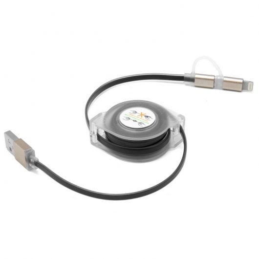 Unotec Cable 2 en 1 Retráctil MicroUSB 8 Pins