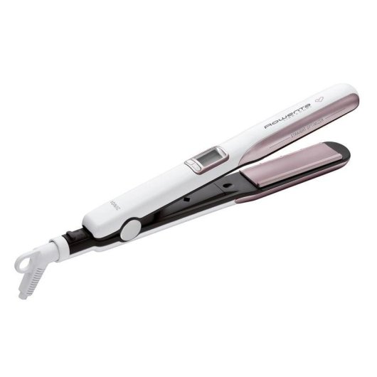Prancha de Cabelo Queratina 2 em 1 Rowenta SF7660F0 200ºC 5 Definições Iónica LCD Rosa/Branco
