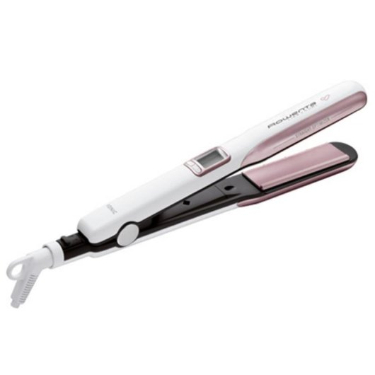 Prancha de Cabelo Queratina 2 em 1 Rowenta SF7660F0 200ºC 5 Definições Iónica LCD Rosa/Branco