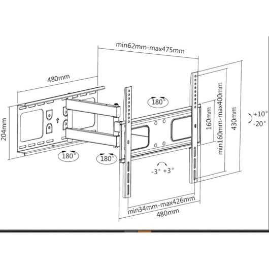 Equip Soporte de Pared para Pantalla 32"- 55" Doble Brazo VESA 400x400 50Kg