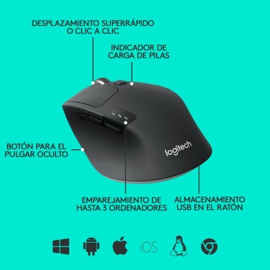 Logitech M720 Triathlon Rato Sem Fios Preto 1000DPI