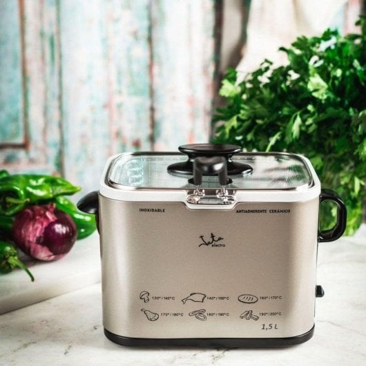 Fritadeira Jata FR326E 1.3L 1000W com termóstato regulável e cuba ecológica