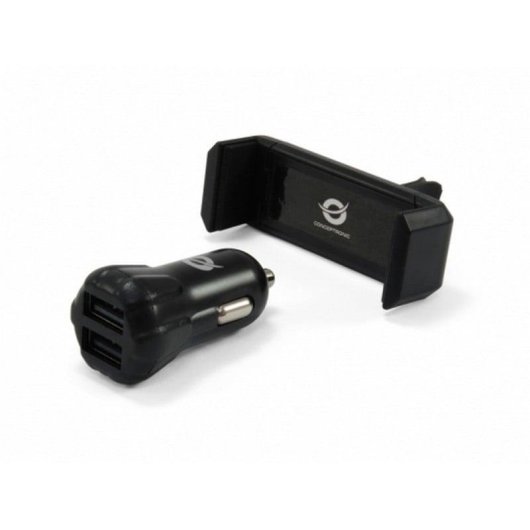 Chargeur voiture Conceptronic CUSBCAR2AKIT double USB support ventilation