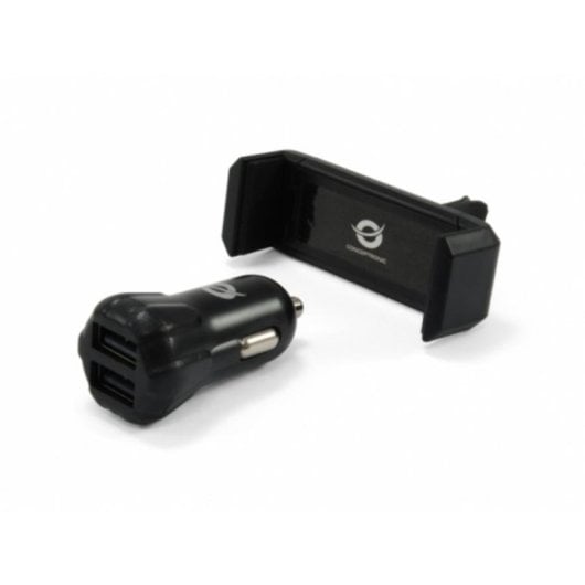 Chargeur voiture Conceptronic CUSBCAR2AKIT double USB support ventilation