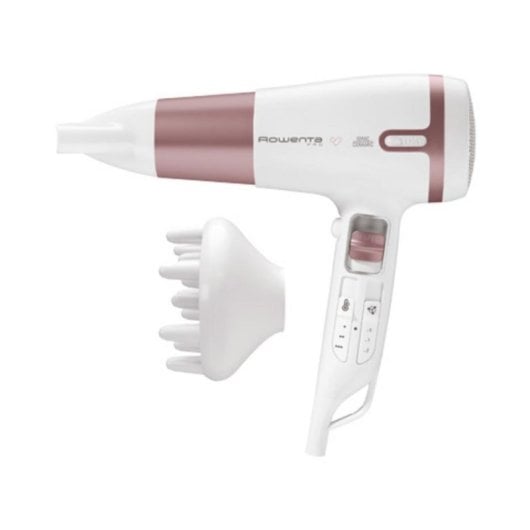 Sèche-cheveux Ionique Professionnel Rowenta Premium Care Pro CV7460F0 2400W 3 Températures 2 Vitesses avec Diffuseur et Concentrateur Rose Or Blanc