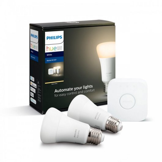 Philips Hue Kit Kit 2 Lâmpadas Inteligentes LED E27 9W + Ponte