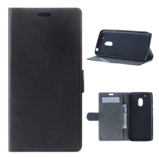 BeCool Funda Flip Wallet Negra para Motorola Moto G4 Play