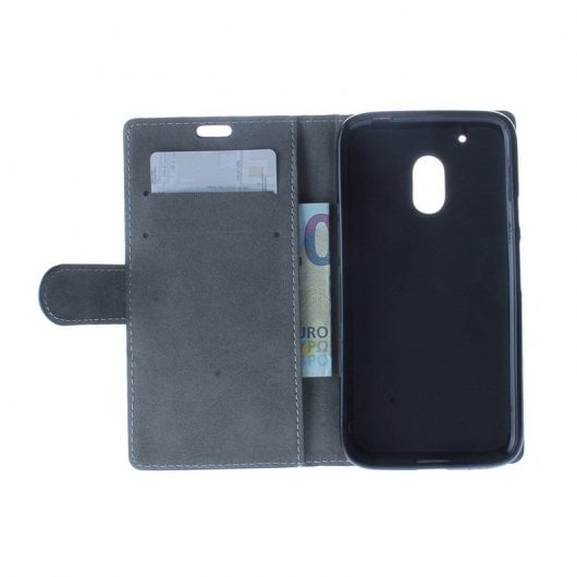 BeCool Funda Flip Wallet Negra para Motorola Moto G4 Play