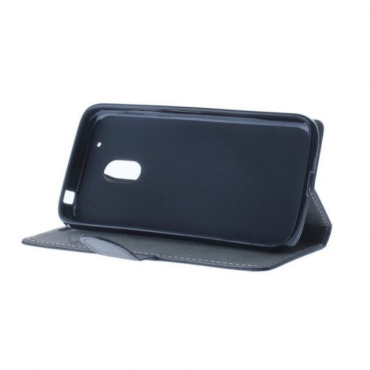 BeCool Funda Flip Wallet Negra para Motorola Moto G4 Play