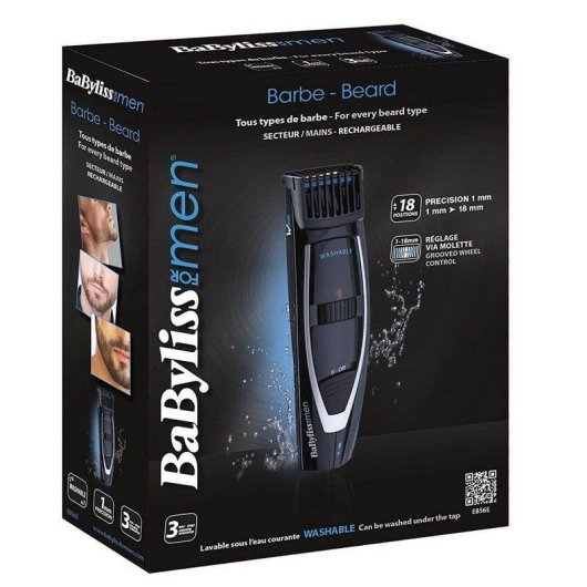 Máquina de Cortar Barba BaByliss E856E Sem Fios 18 Comprimentos 45min Lavável