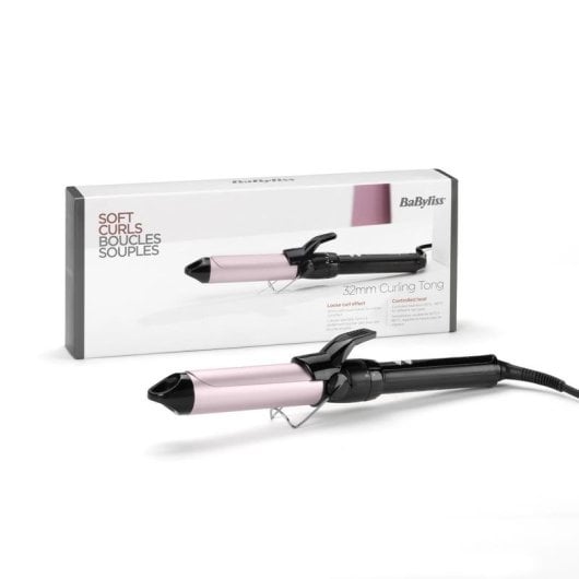 Boucleur à Cheveux BaByliss C325E Céramique 25 mm 110-180°C 10 Températures Arrêt Auto Noir Rose