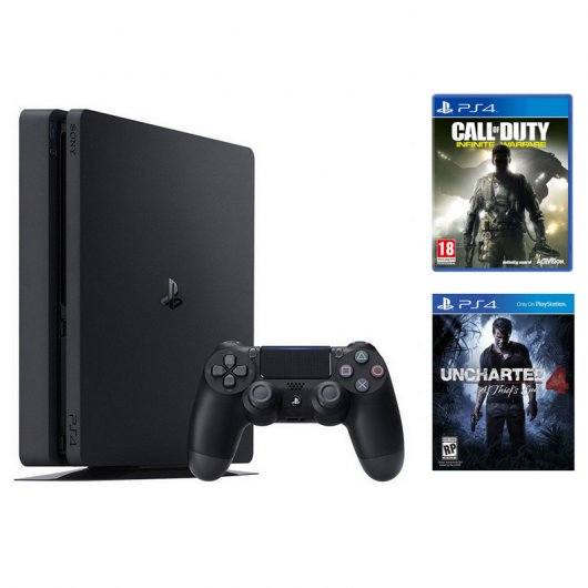 Sony PS4 Slim 500GB + Uncharted 4 + Call of Duty IW