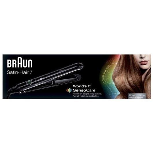 Lisseur Céramique Braun Satin Hair 7 SensoCare ST780 200ºC Arrêt Automatique Écran Noir