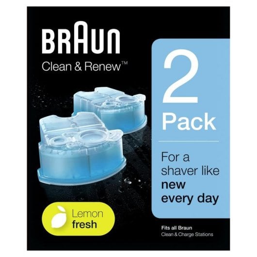 Cartuccia Pulizia Braun Clean & Renew CCR2 Blu 2 Pezzi Compatibile Clean&Charge