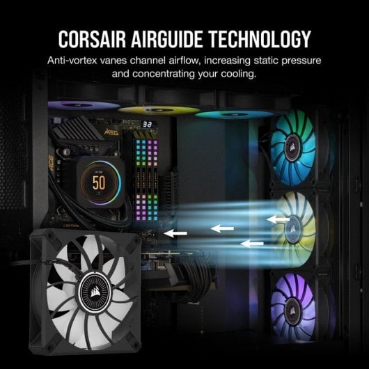 Corsair iCUE ML120 RGB ELITE Premium Kit de 3 Ventiladores con PWM de Levitación Magnética de 120 mm