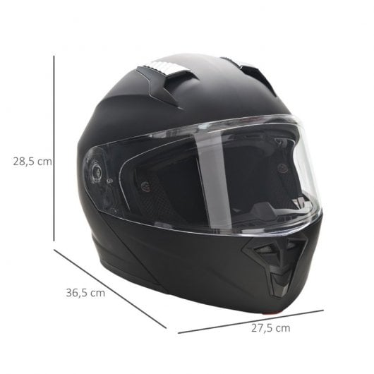Homcom Casco de Moto Doble Visera con Cabezal Anticolisión y Certificación Europea Negro