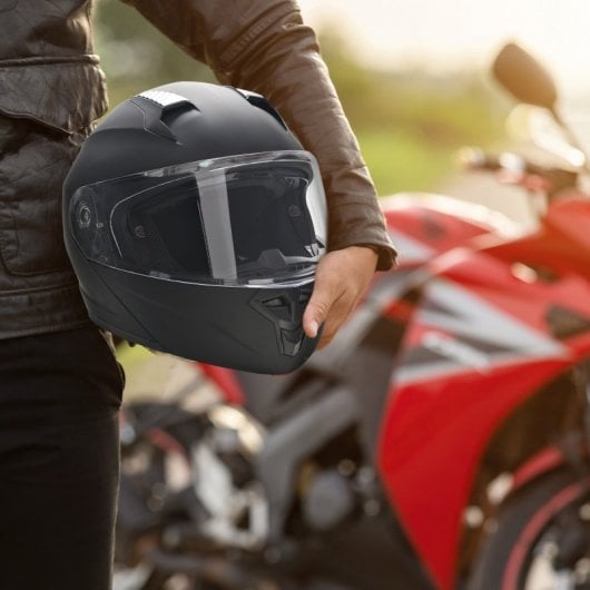 Homcom Casco de Moto Doble Visera con Cabezal Anticolisión y Certificación Europea Negro