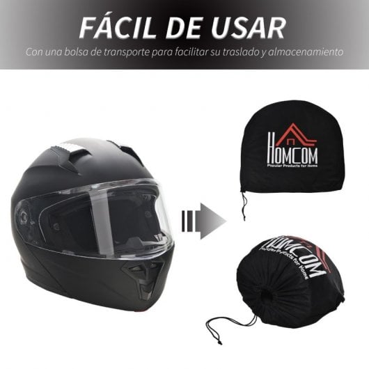 Homcom Casco de Moto Doble Visera con Cabezal Anticolisión y Certificación Europea Negro
