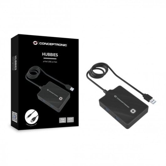 Conceptronic HUBBIES11B HUB 4 Puertos USB 3.0 Negro
