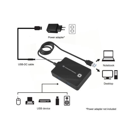 Conceptronic HUBBIES11B HUB 4 Puertos USB 3.0 Negro