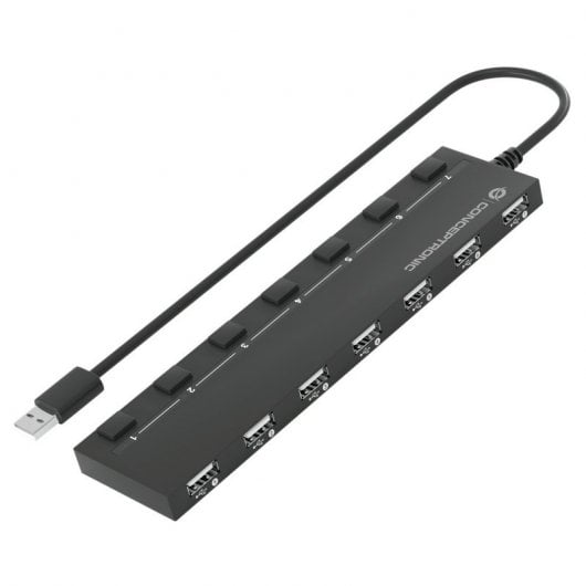Conceptronic HUBBIES08BP HUB 7 ports USB 2.0 avec commutateurs + adaptateur secteur