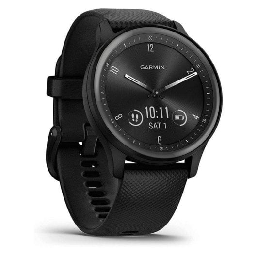 Garmin Vívomove Sport Bluetooth GPS 40mm OLED Noir Bracelet Silicone Etanche 5 ATM SpO2 Cardio