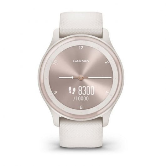 Montre connectée Garmin Vívomove Sport blanche avec détails dorés clairs