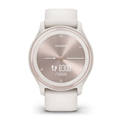 Garmin Vívomove Sport Bluetooth GPS 40mm AMOLED Ivory Light Gold Correa Silikon 5ATM SpO2 Pulsuhr Schlaftracking