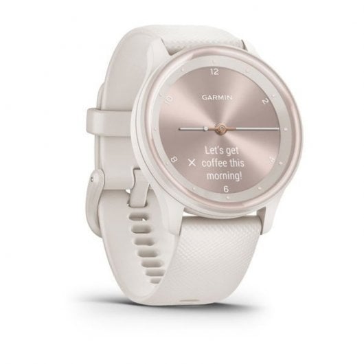 Montre connectée Garmin Vívomove Sport blanche avec détails dorés clairs